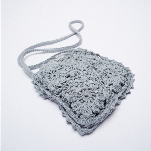 NWT. Zara Gray Mini Crocheted Crossbody Bag. - Picture 1 of 8